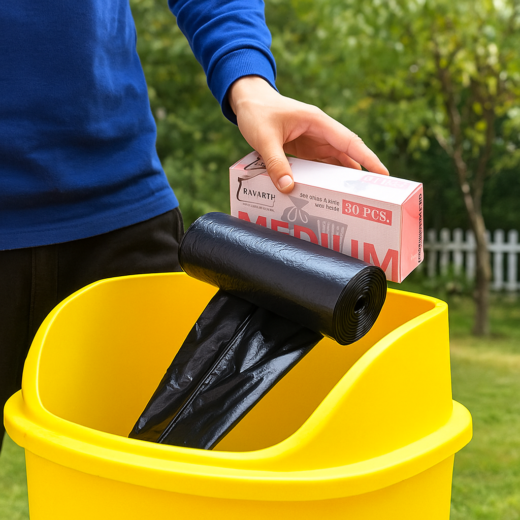 RAAXARTH Garbage Bag Medium 19*21 for Home and Kitchen (pack of - 3) - Image 3